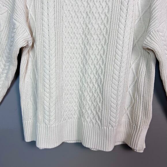 J Crew sweater Large Fisherman Cotton Cable Knit Mockneck long Style BD709 - Picture 9 of 15
